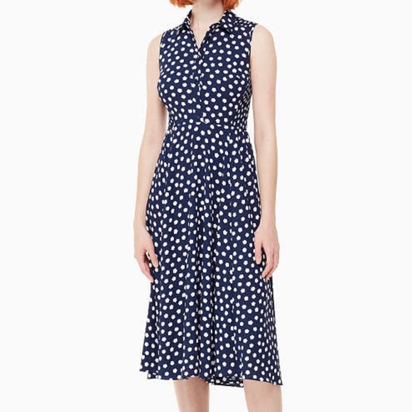 kate spade Dresses & Skirts - Kate Spade California Dreaming Cloud Dot Midi Dress Blue White Womens 6
